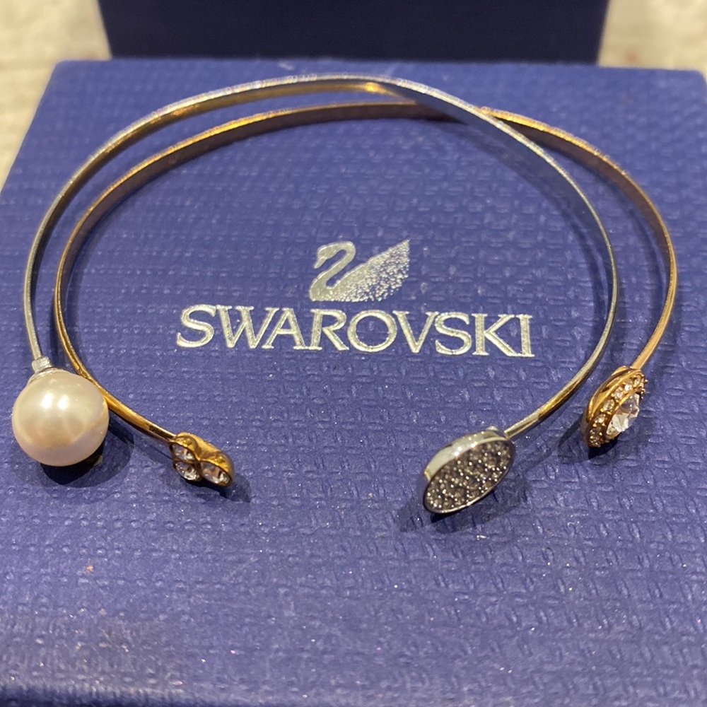Swarovski double bangle open bracelet